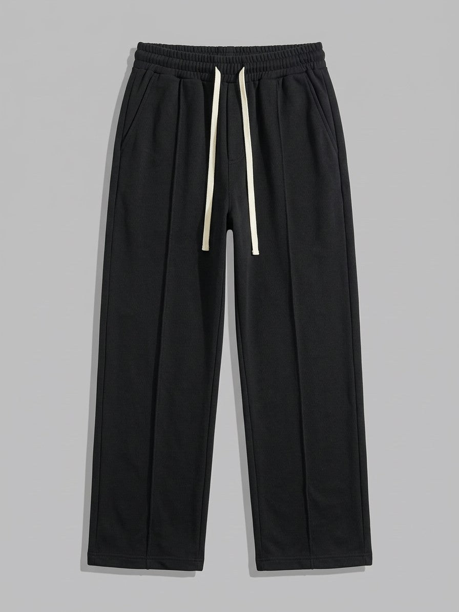 Anagni Men's Seam-Front Wide-Leg Sweatpants — black — packshot