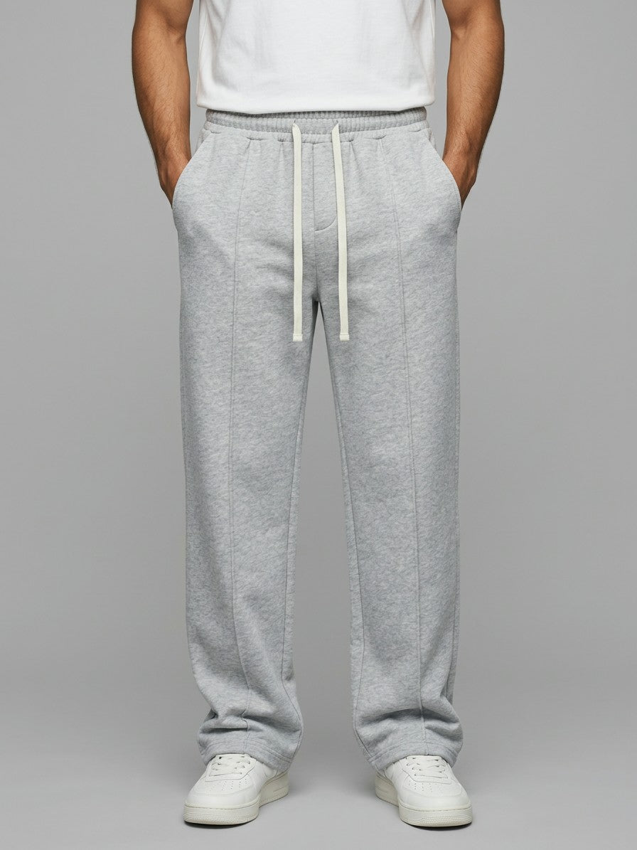 Anagni Men's Seam-Front Wide-Leg Sweatpants — gray — front