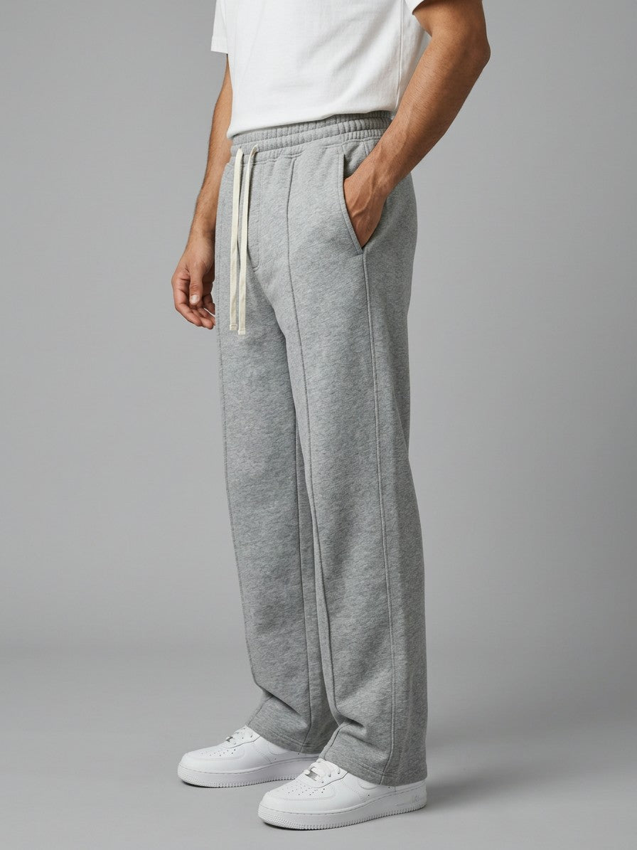 Anagni Men's Seam-Front Wide-Leg Sweatpants — gray — side