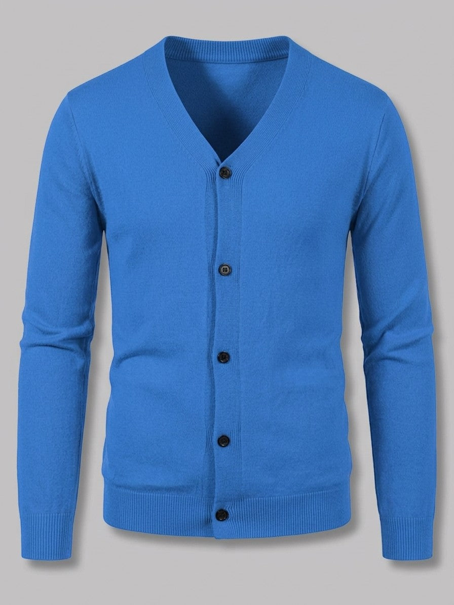 Ancona Men's Fine-Knit Button-Up Cardigan — blue — packshot