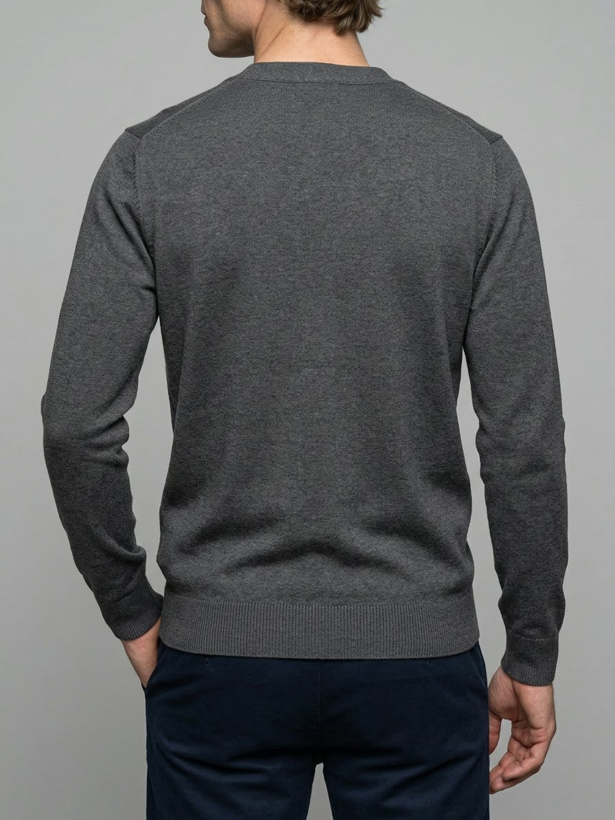 Ancona Men's Fine-Knit Button-Up Cardigan — darkgray — back
