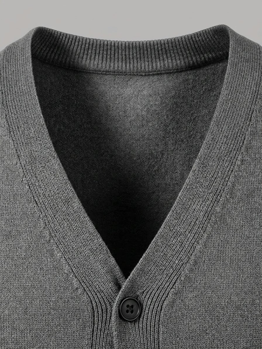 Ancona Men's Fine-Knit Button-Up Cardigan — darkgray — detail