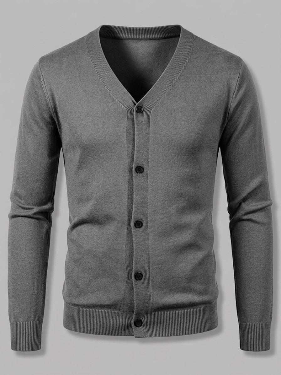 Ancona Men's Fine-Knit Button-Up Cardigan — darkgray — packshot