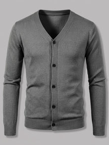 Ancona finstrikket cardigan med knapper til herre