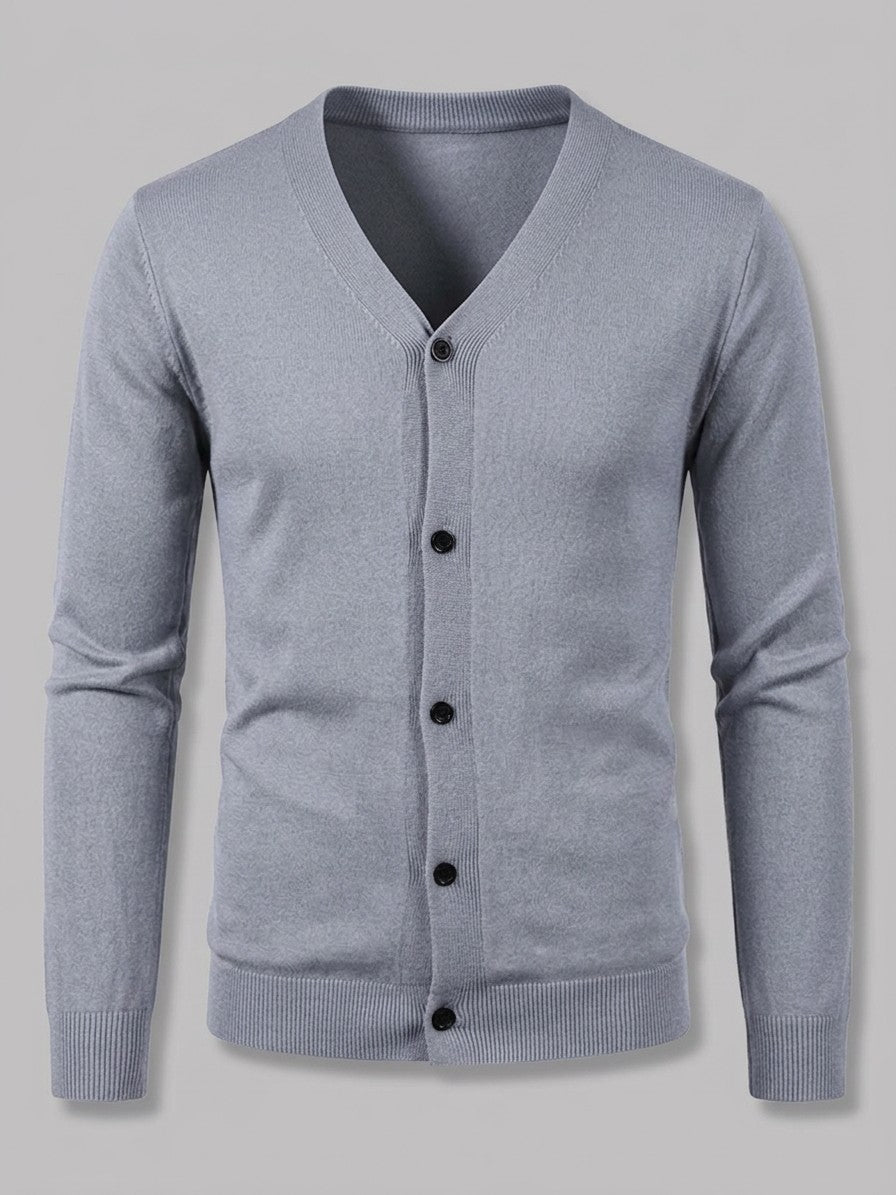 Ancona Men's Fine-Knit Button-Up Cardigan — gray — packshot