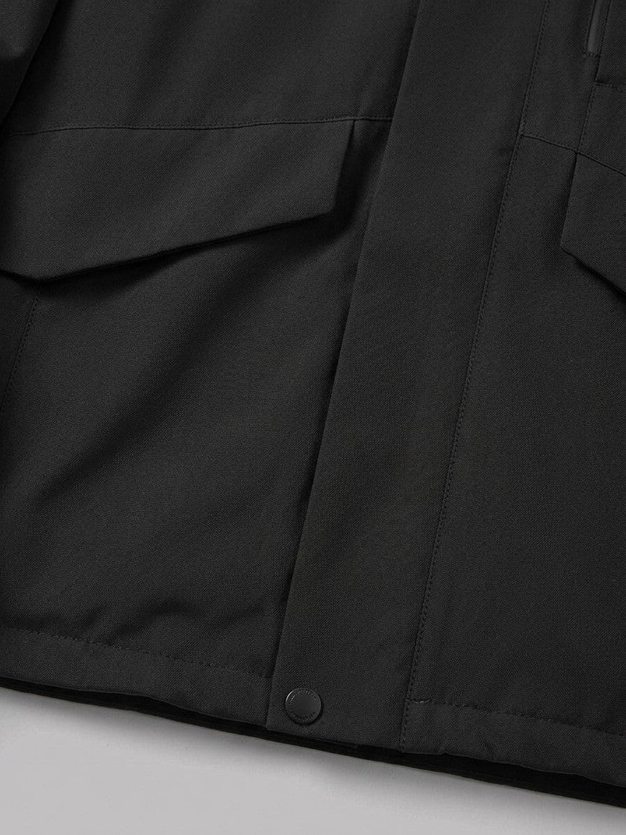 Andria Men's Flap-Pocket Hooded Shell Jacket — black — detail
