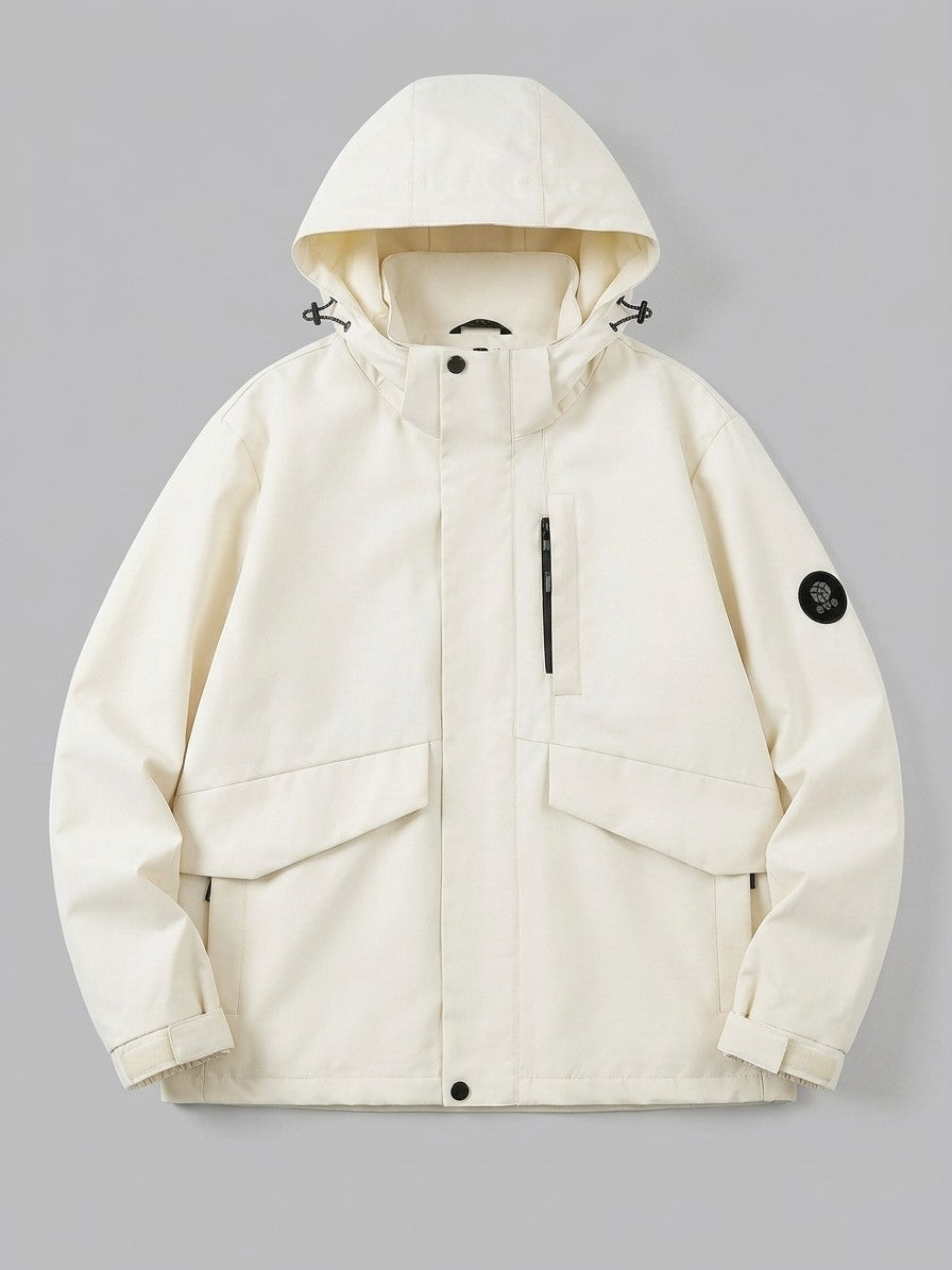 Andria Men's Flap-Pocket Hooded Shell Jacket — ivorywhite — packshot