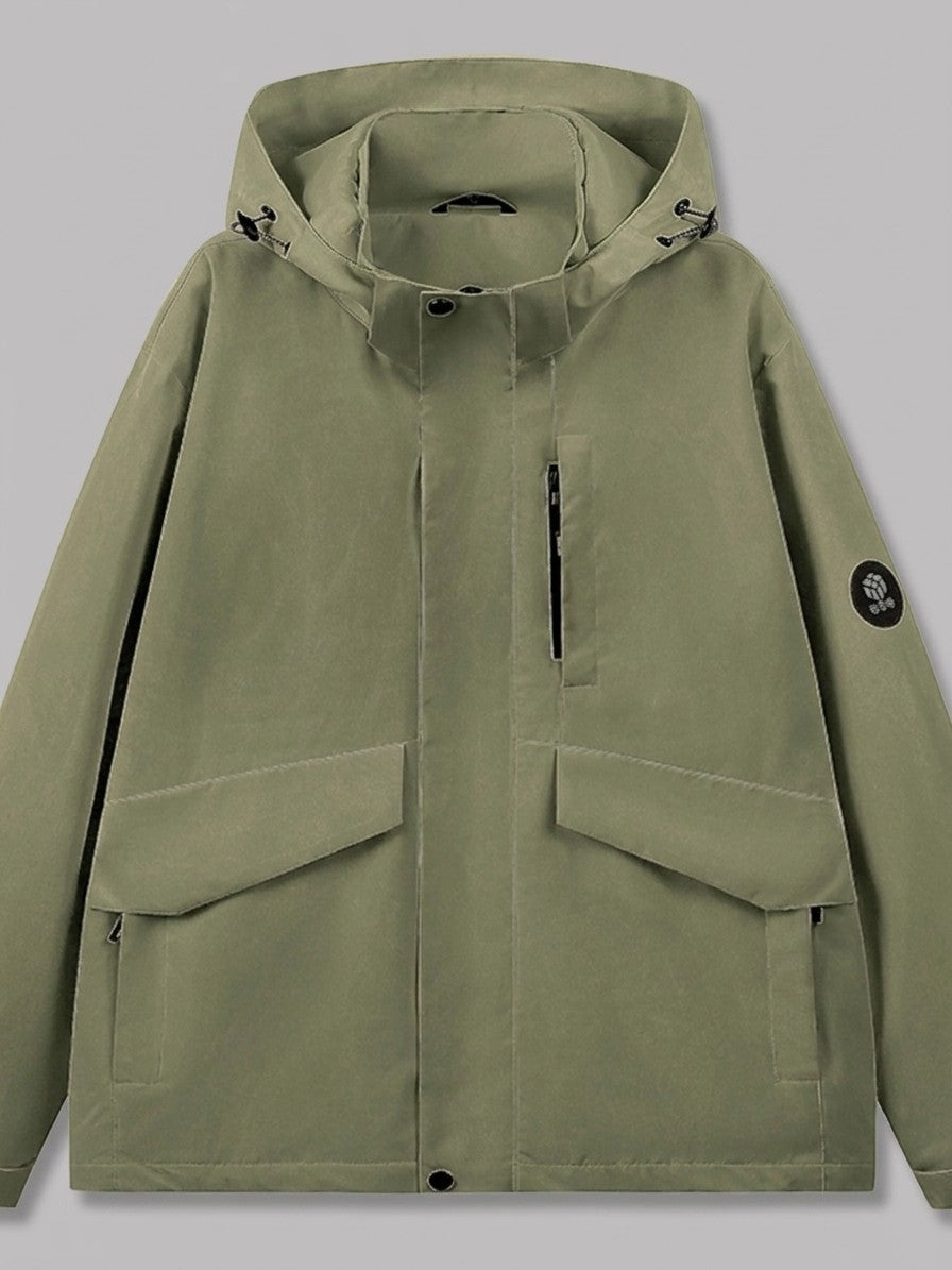 Andria Men's Flap-Pocket Hooded Shell Jacket — militarygreen — packshot