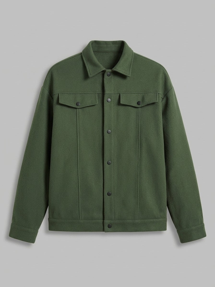 Angera Men's Wool-Look Snap Trucker Jacket — armygreen — packshot
