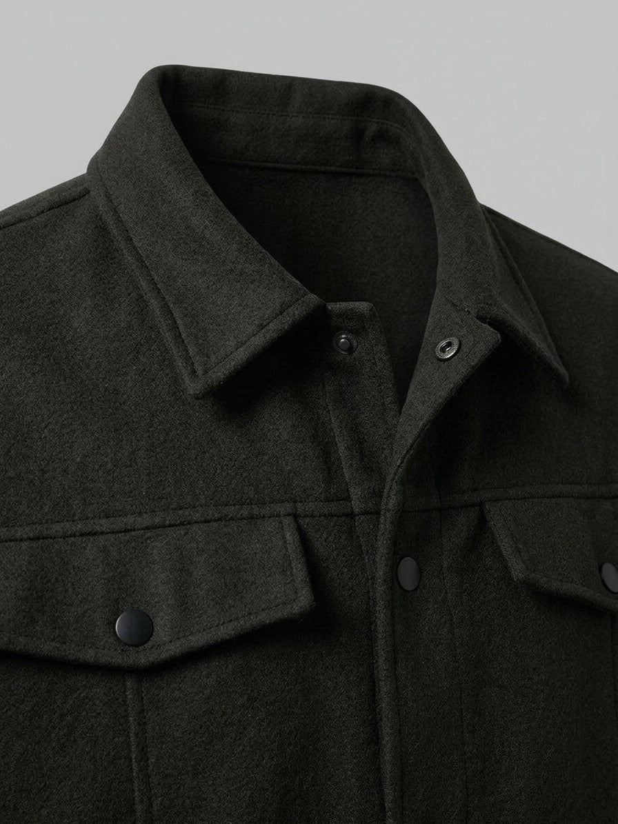 Angera Men's Wool-Look Snap Trucker Jacket — black — detail-2