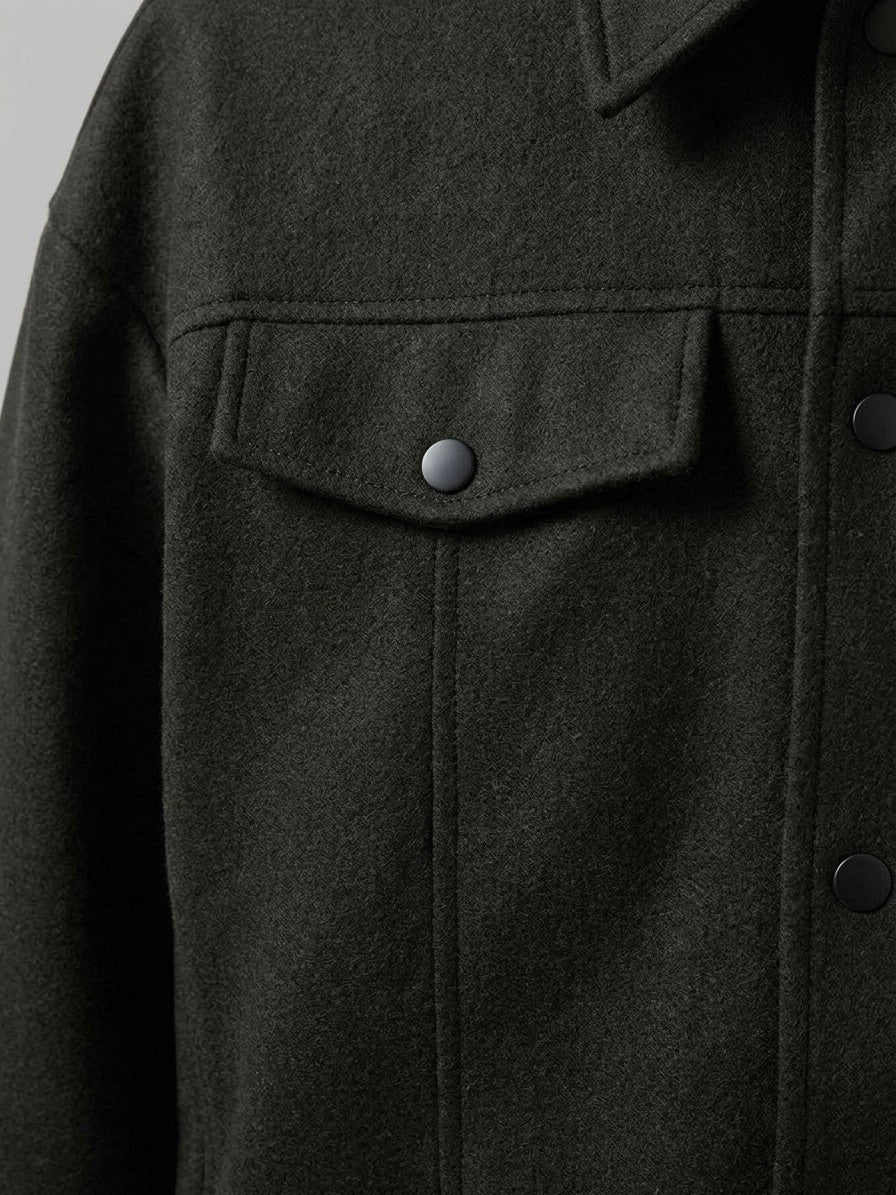 Angera Men's Wool-Look Snap Trucker Jacket — black — detail