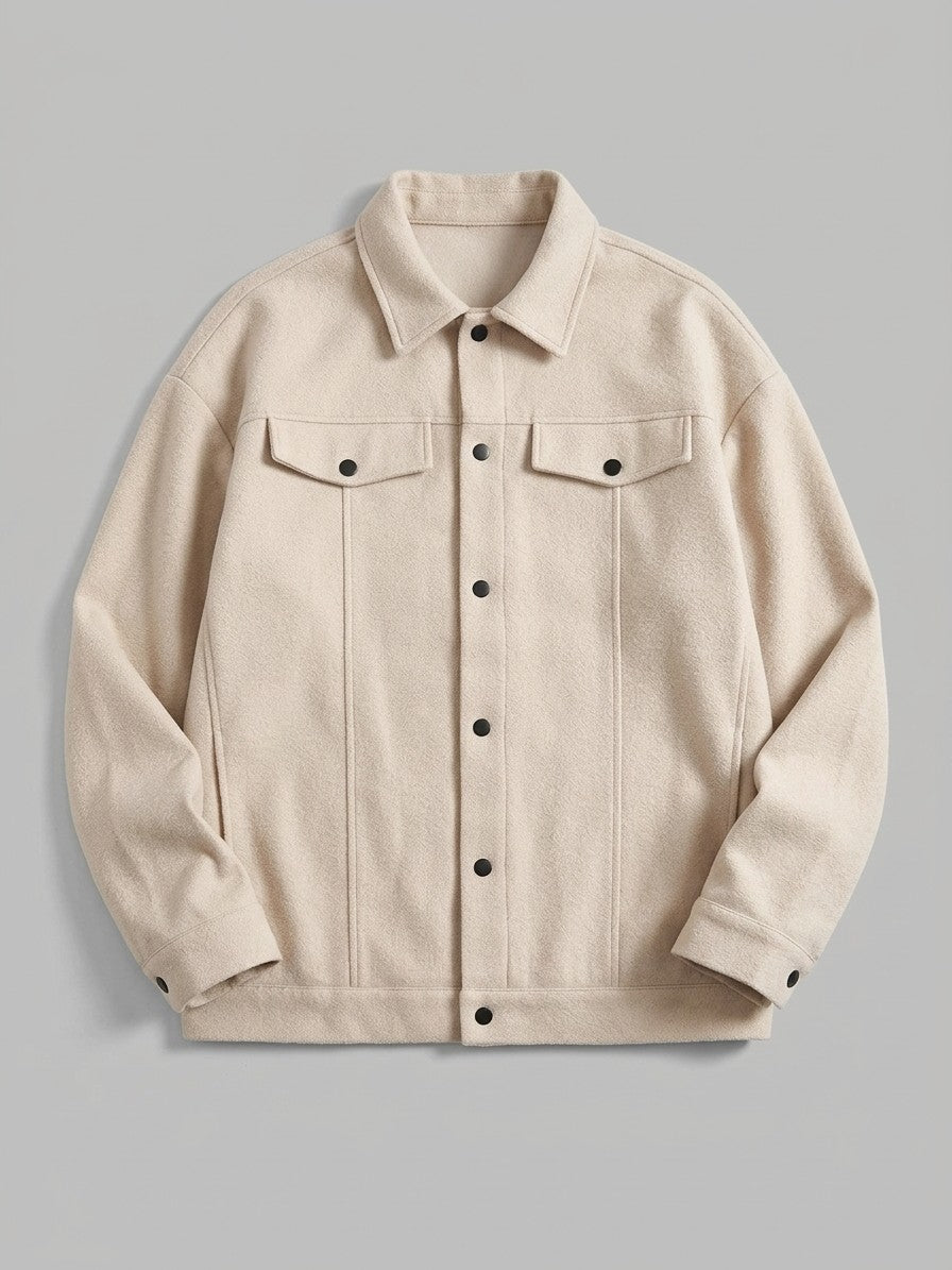 Angera Men's Wool-Look Snap Trucker Jacket — cream — packshot