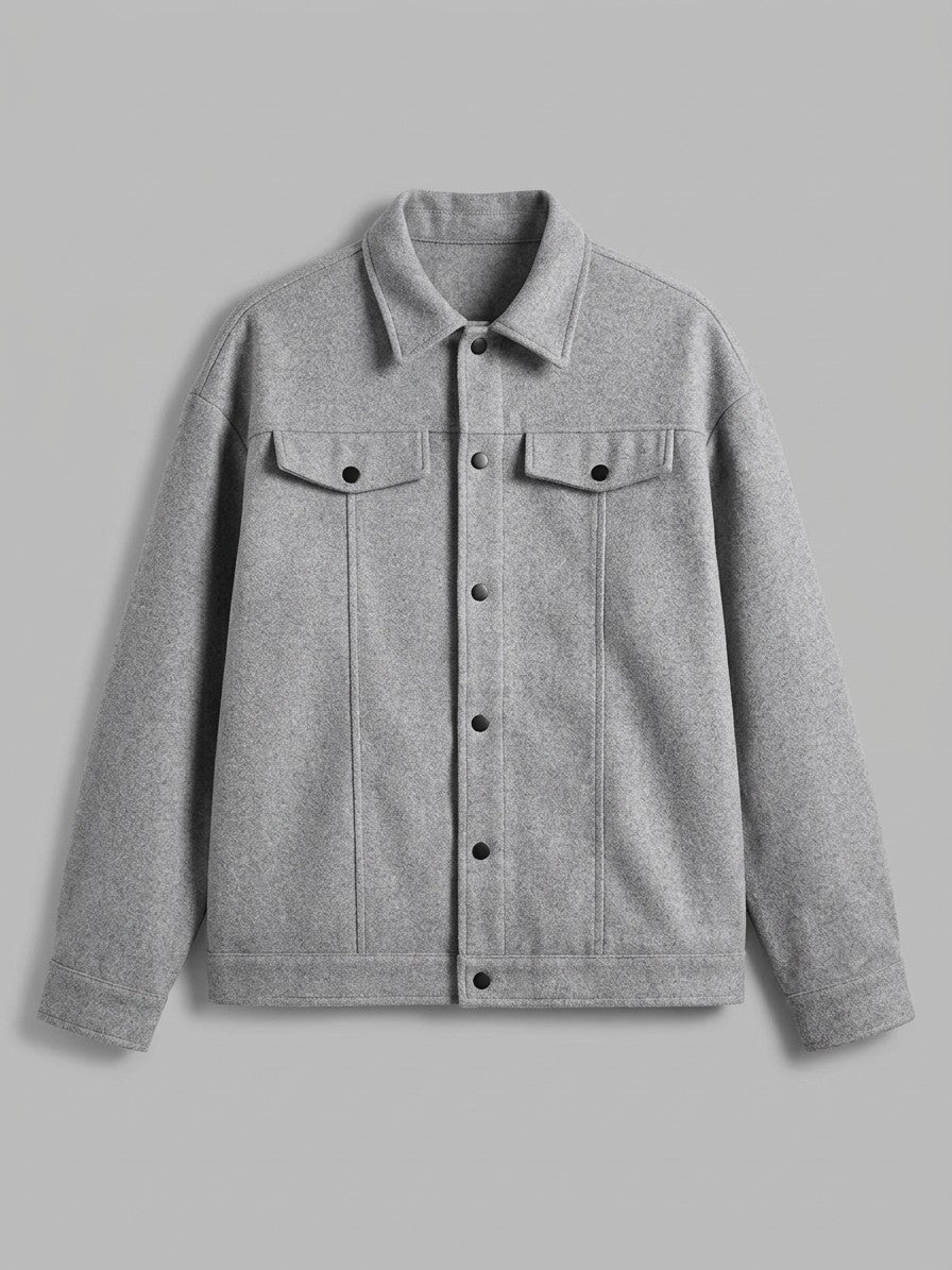 Angera Men's Wool-Look Snap Trucker Jacket — heathergrey — packshot