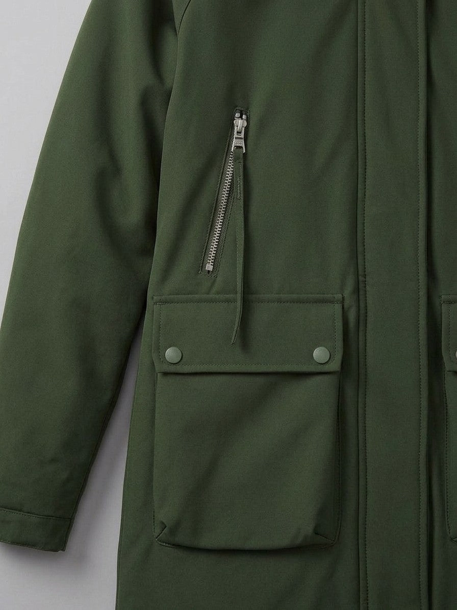 Anghiari Women's Fleece-Lined Utility Parka — armygreen — detail-collar