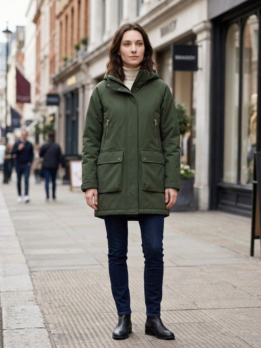 Anghiari Women's Fleece-Lined Utility Parka — armygreen — lifestyle