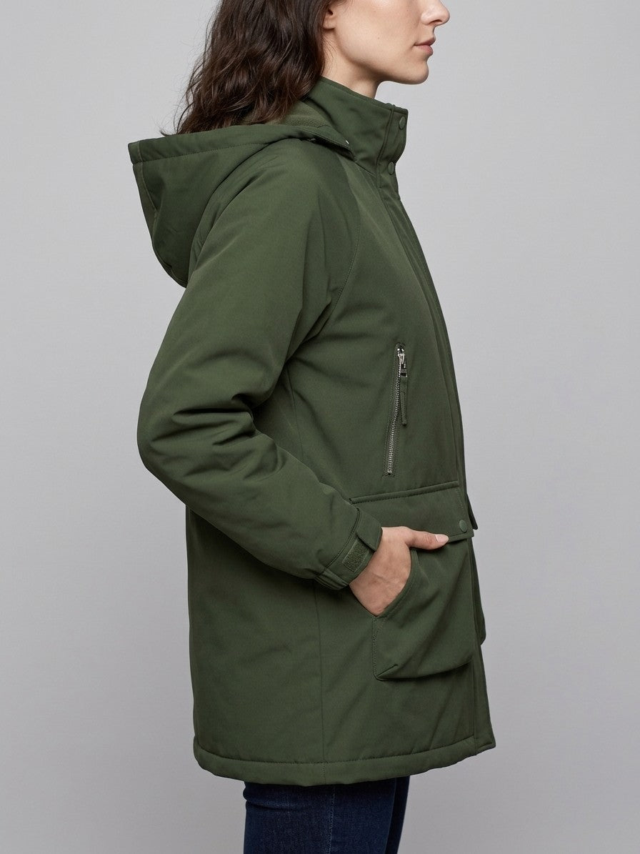 Anghiari Women's Fleece-Lined Utility Parka — armygreen — side