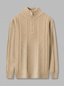 Aosta Men's Cable-Knit Quarter-Zip Sweater