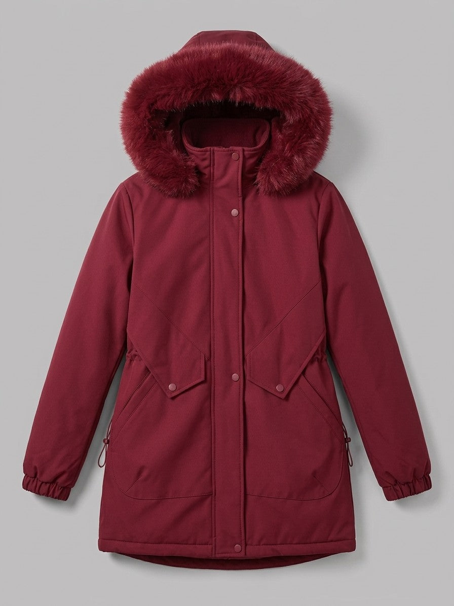 Aquileia Women's Faux Fur Hooded Parka — burgundy — packshot