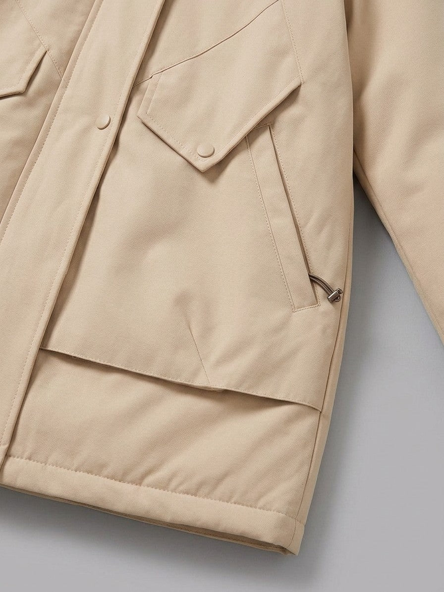 Aquileia Women's Faux Fur Hooded Parka — khaki — detail-2