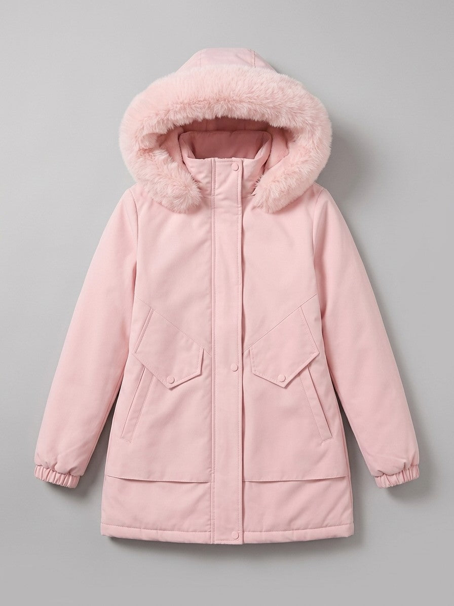 Aquileia Women's Faux Fur Hooded Parka — pink — packshot