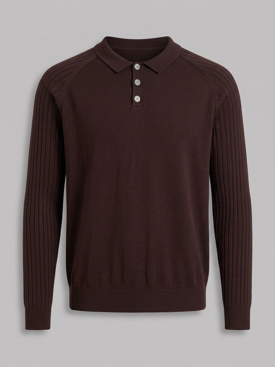 Arezzo Men's Ribbed-Sleeve Knit Top — brown — packshot