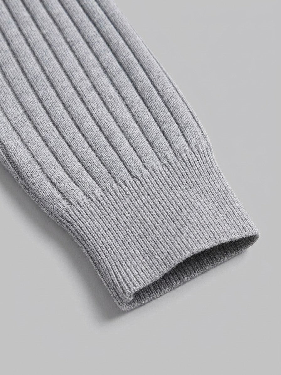 Arezzo Men's Ribbed-Sleeve Knit Top — lightgray — detail-2