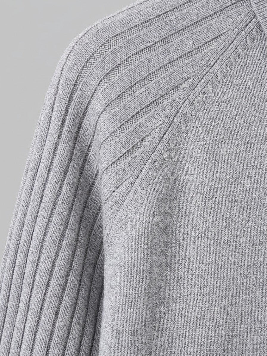 Arezzo Men's Ribbed-Sleeve Knit Top — lightgray — detail