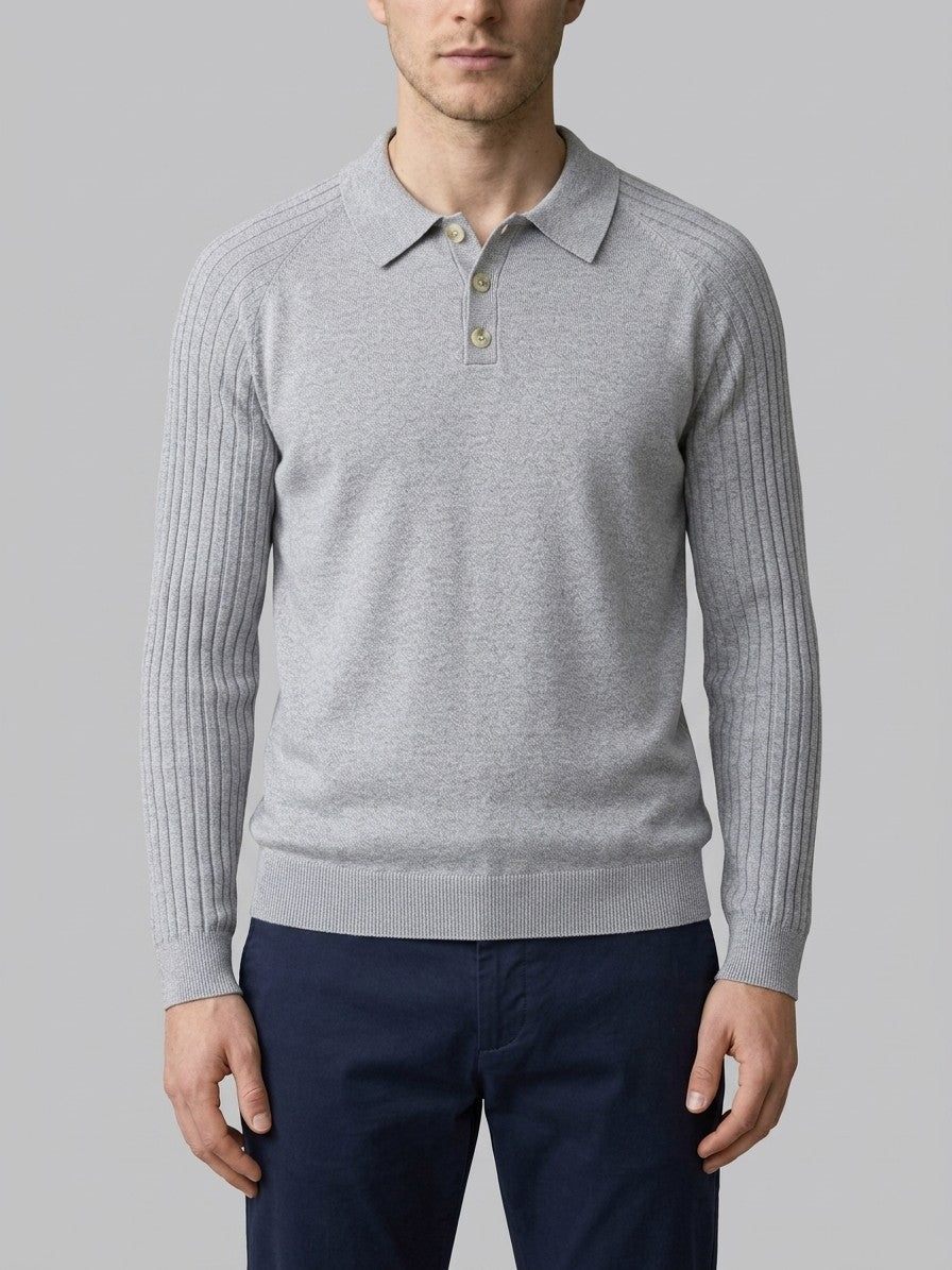 Arezzo Men's Ribbed-Sleeve Knit Top — lightgray — front