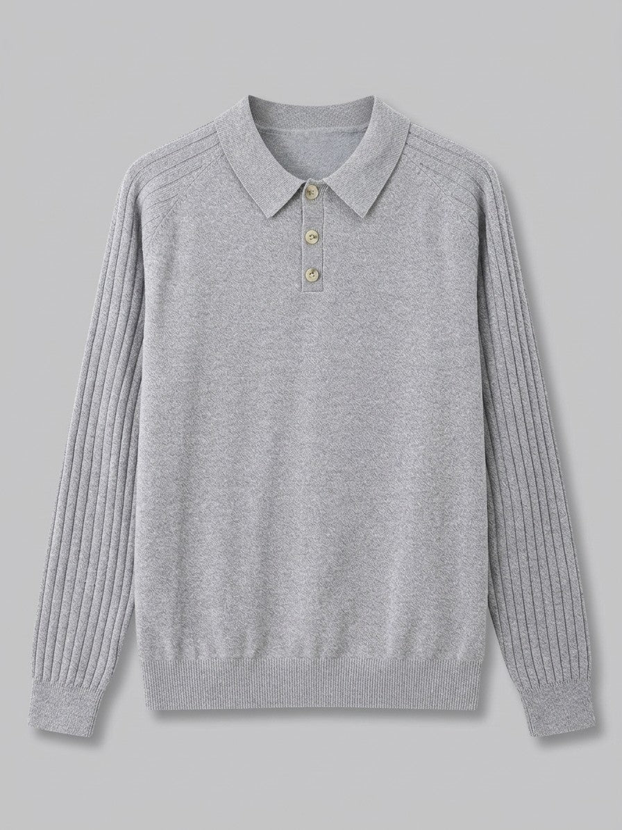 Arezzo Men's Ribbed-Sleeve Knit Top — lightgray — packshot