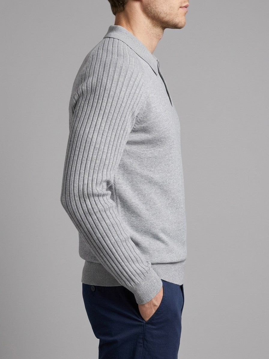 Arezzo Men's Ribbed-Sleeve Knit Top — lightgray — side