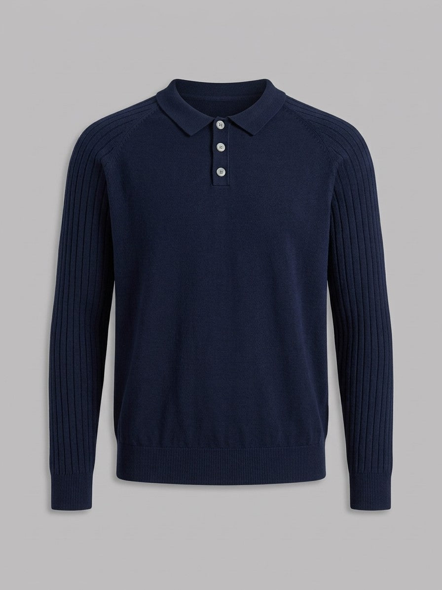 Arezzo Men's Ribbed-Sleeve Knit Top — royalblue — packshot
