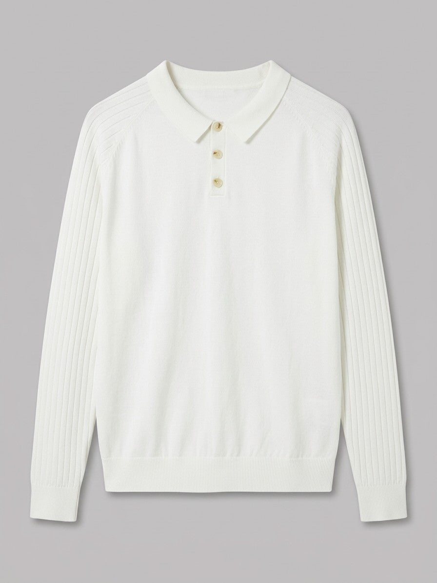 Arezzo Men's Ribbed-Sleeve Knit Top — white — packshot