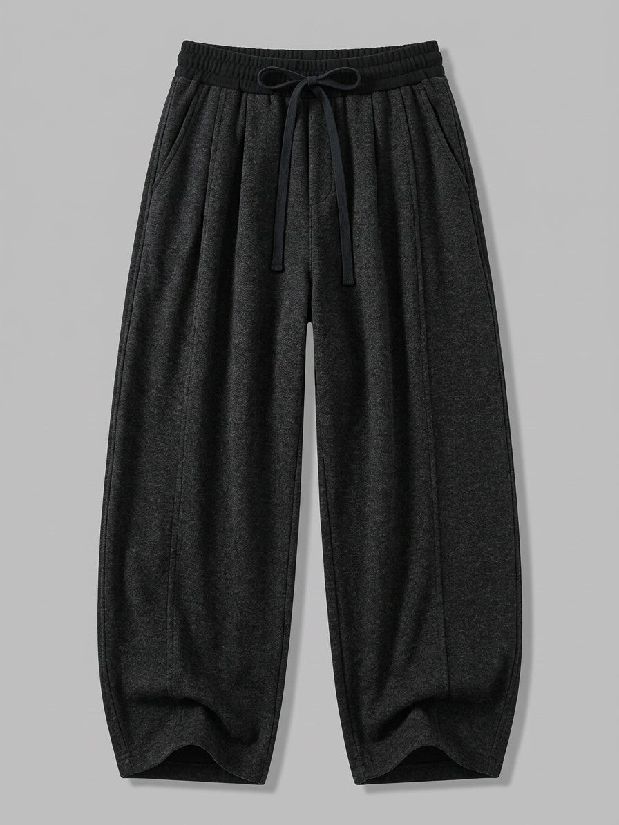 Ariccia Men's Seam-Front Textured Wide-Leg Sweatpants — black — packshot