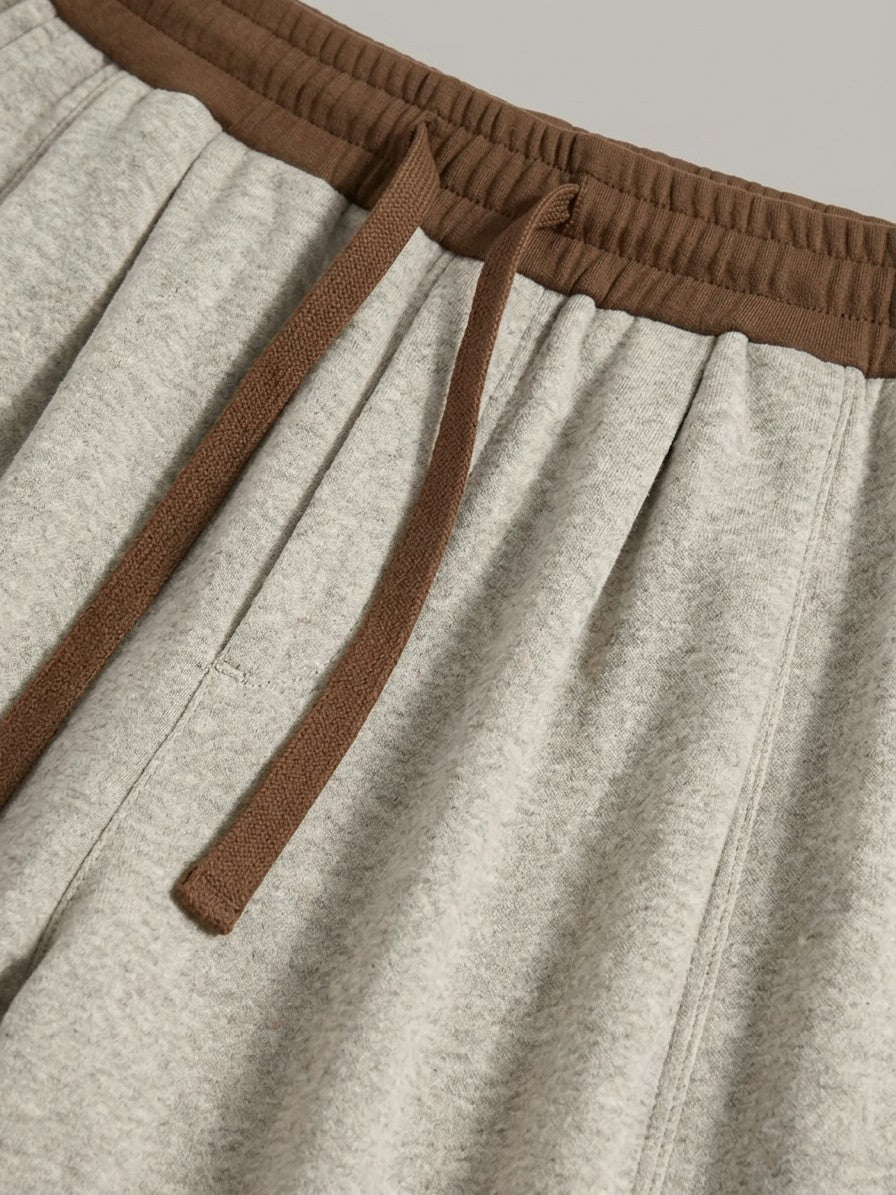 Ariccia Men's Seam-Front Textured Wide-Leg Sweatpants — khaki — detail-2