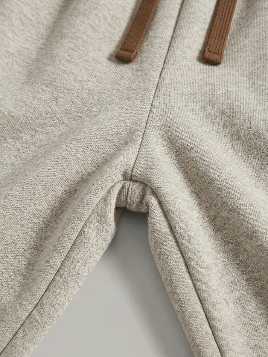 Ariccia Men's Seam-Front Textured Wide-Leg Sweatpants — khaki — detail