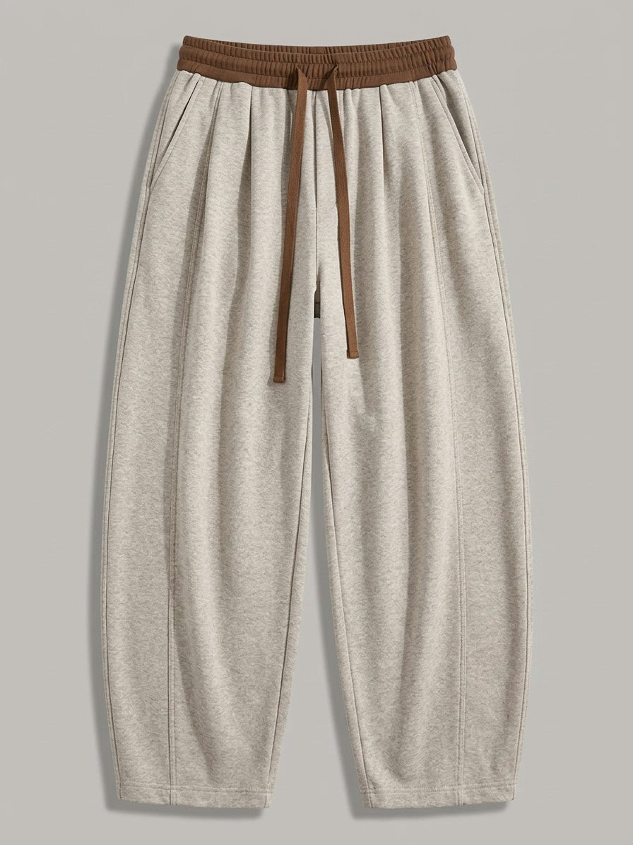Ariccia Men's Seam-Front Textured Wide-Leg Sweatpants — khaki — packshot