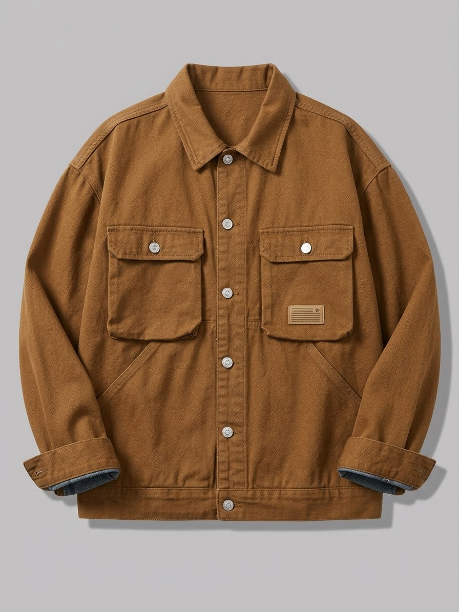 Arona Men's Washed Twill Trucker Jacket — camel — packshot