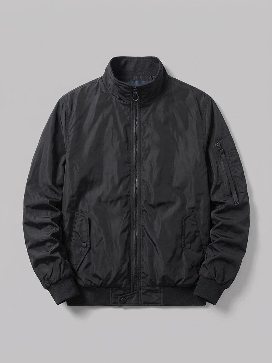 Arpino Men's Nylon Flight Bomber Jacket — black — packshot
