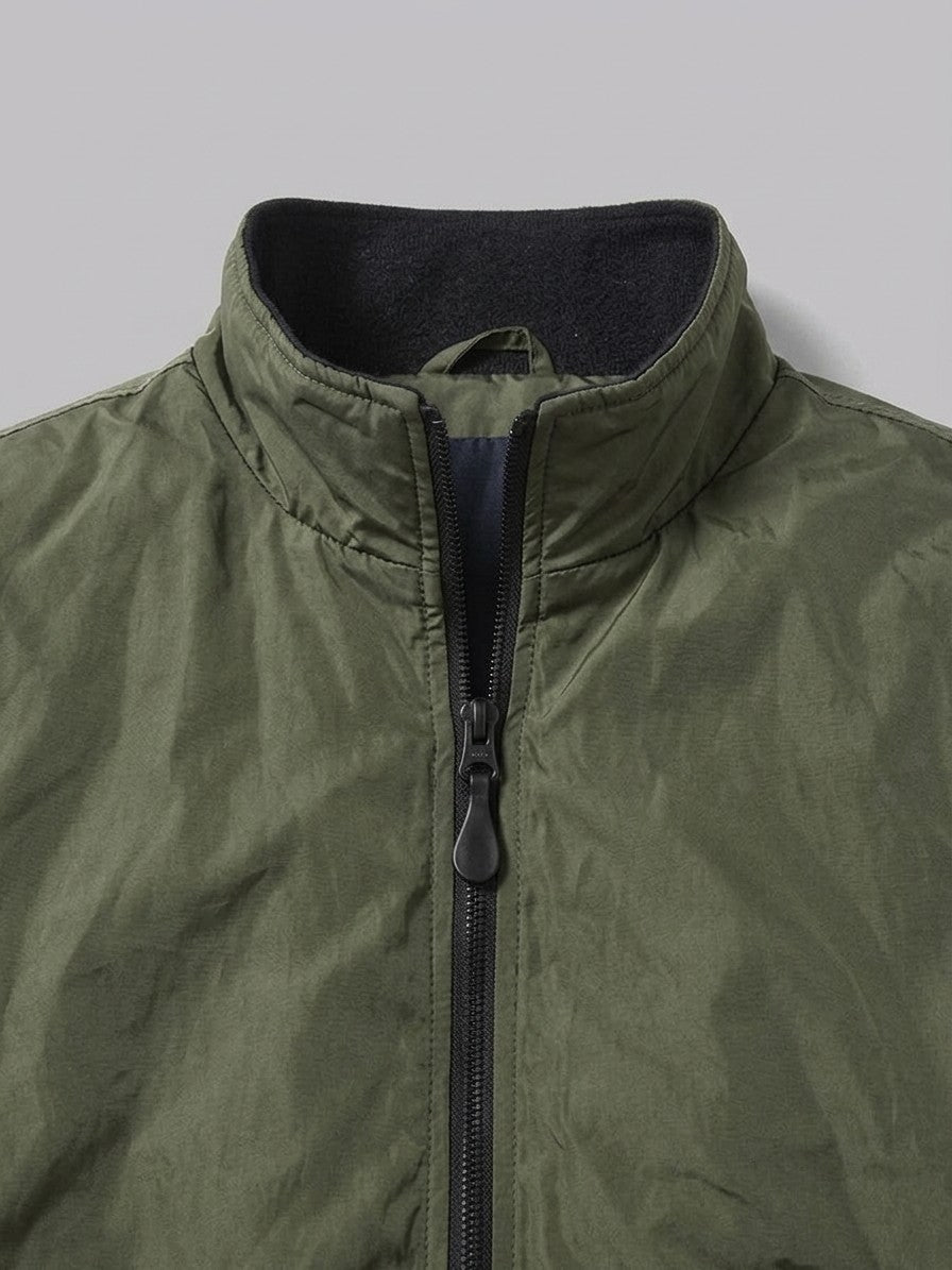 Arpino Men's Nylon Flight Bomber Jacket — green — detail-2