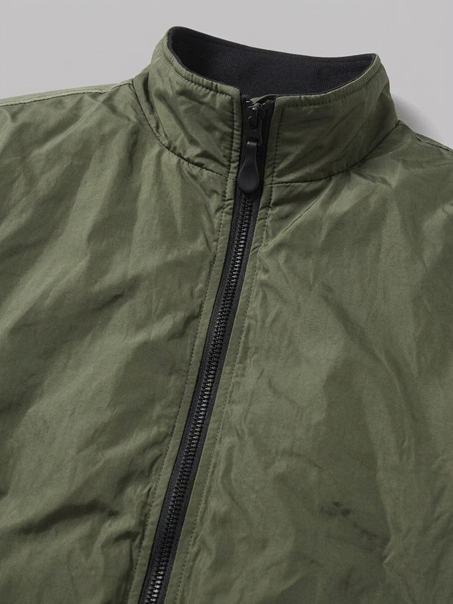 Arpino Men's Nylon Flight Bomber Jacket — green — detail