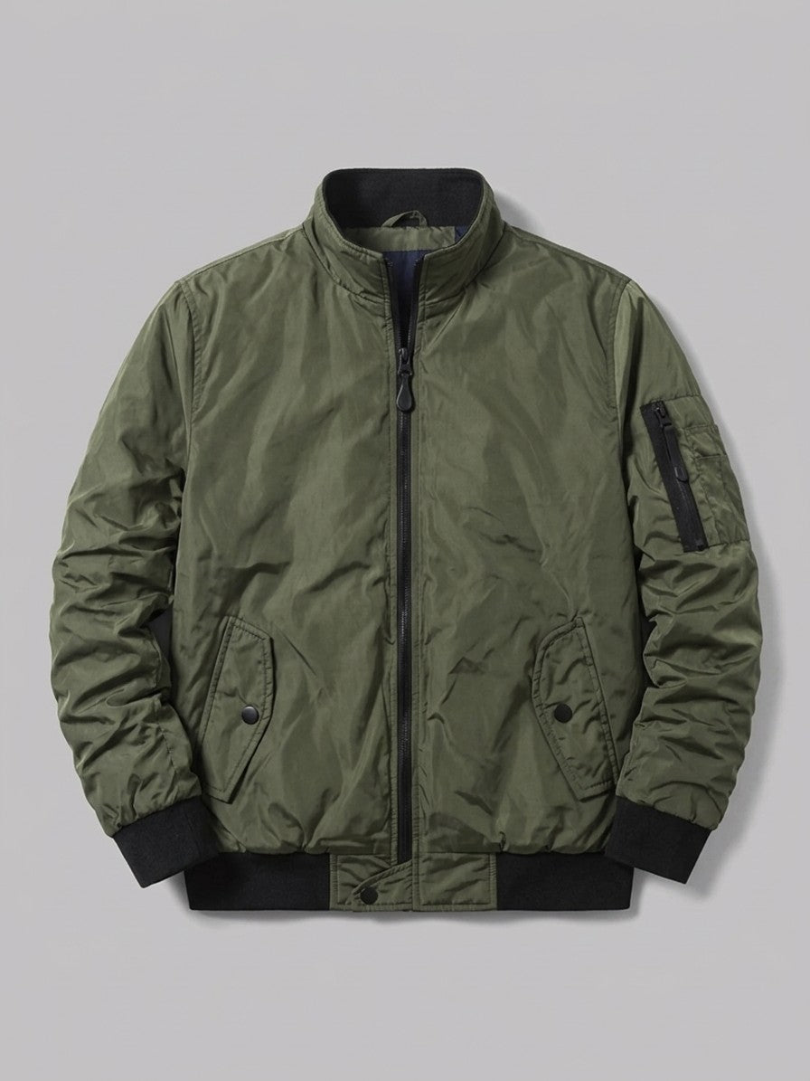 Arpino Men's Nylon Flight Bomber Jacket — green — packshot