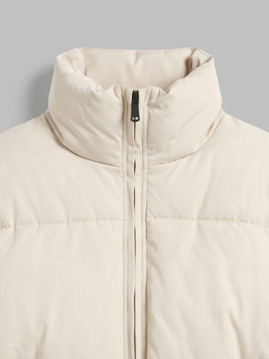 Arquata Women's Cropped Funnel Neck Puffer — cream — detail-2