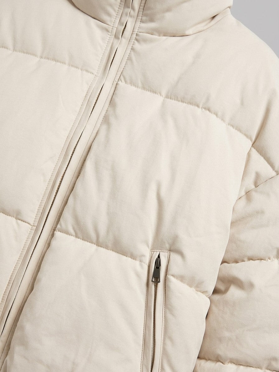 Arquata Women's Cropped Funnel Neck Puffer — cream — detail