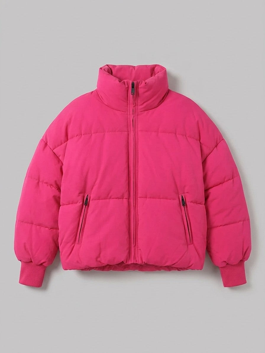 Arquata Women's Cropped Funnel Neck Puffer — hotpink — packshot