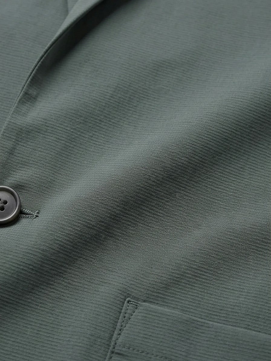Ascoli Men's Cotton Two-Button Blazer — graygreen — detail