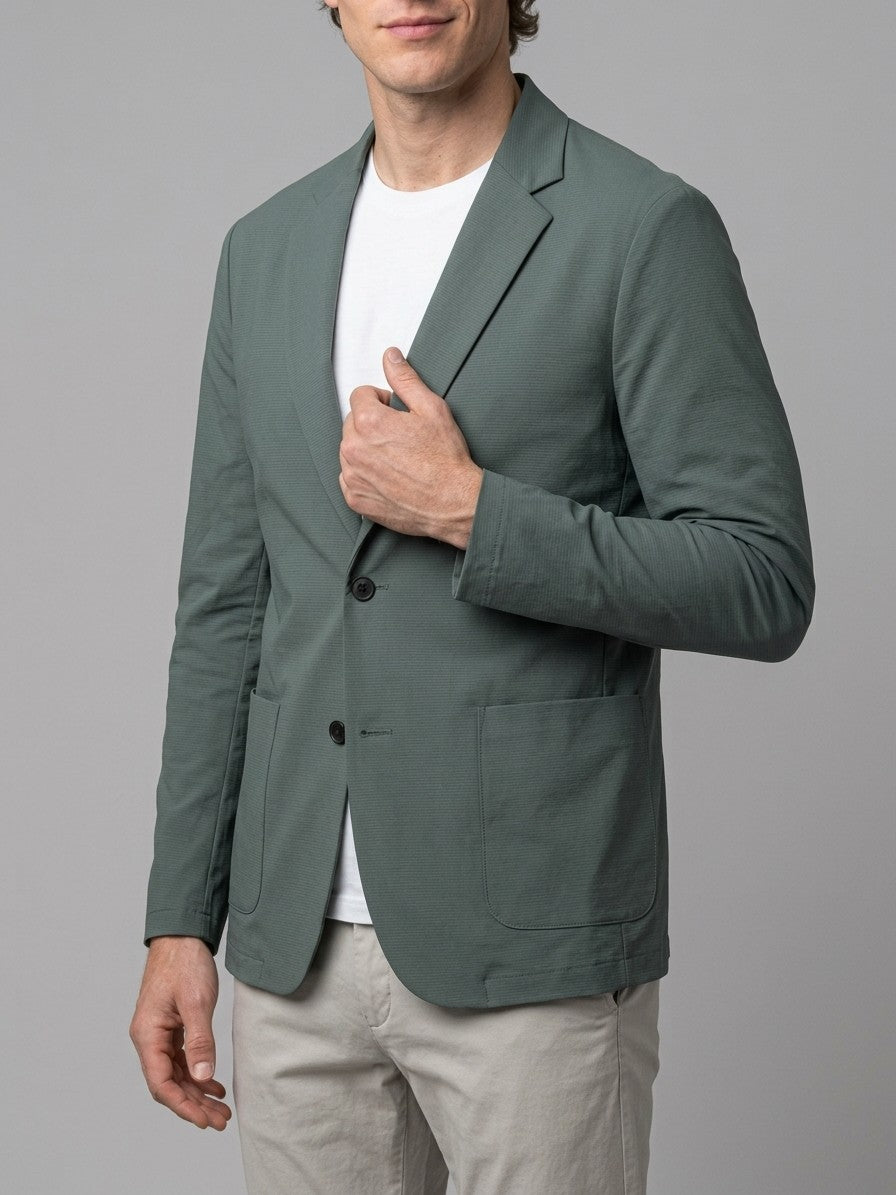 Ascoli Men's Cotton Two-Button Blazer — graygreen — side