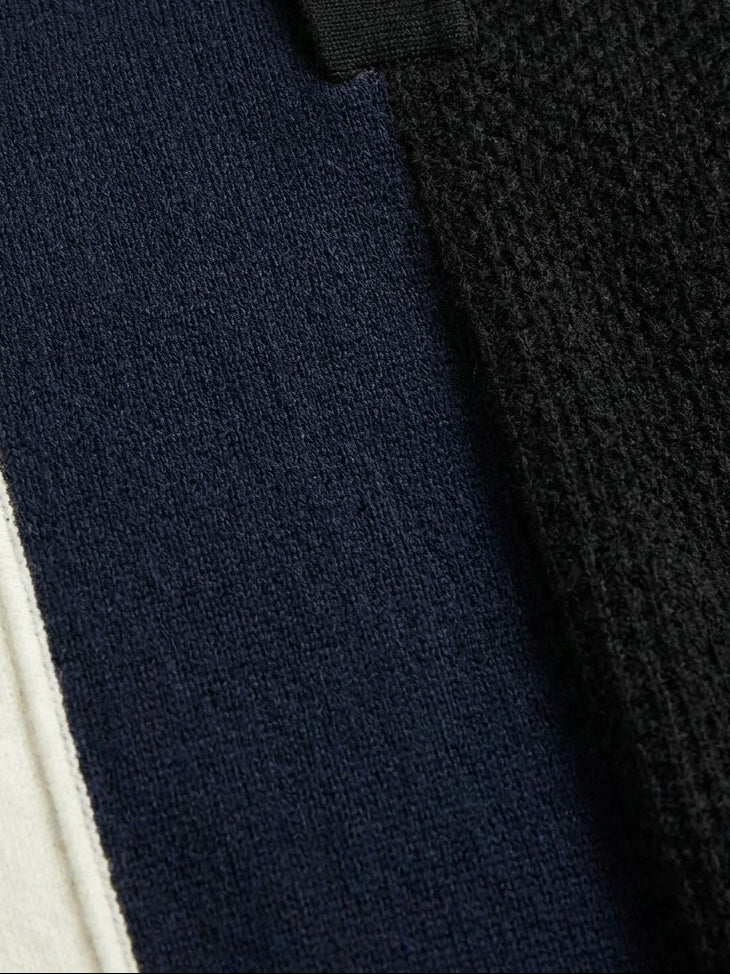 Asiago Men's Colour-Block Striped Knit Polo — black — detail