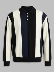 Asiago Men's Colour-Block Striped Knit Polo