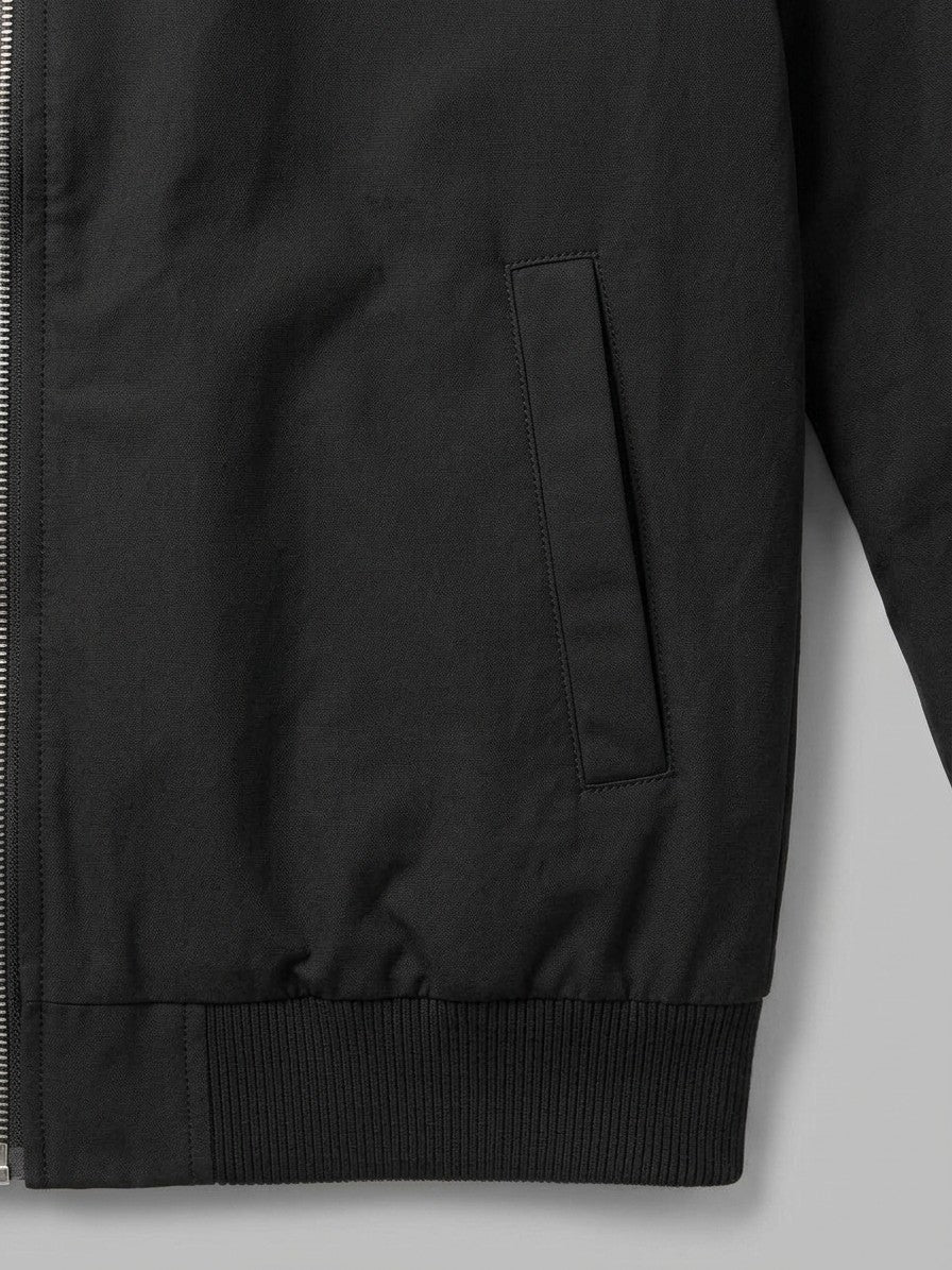 Asola Men's Ribbed-Shoulder Bomber Jacket — black — detail-2