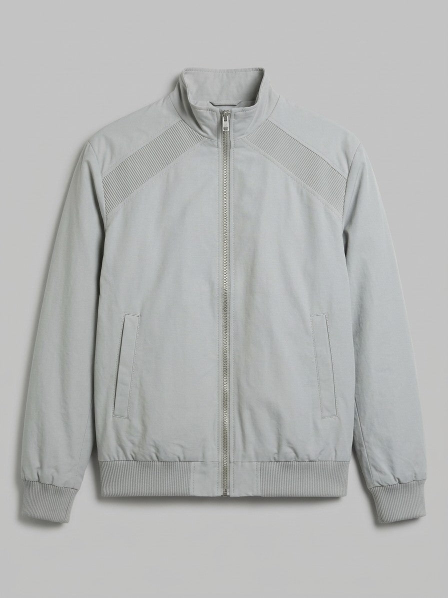 Asola Men's Ribbed-Shoulder Bomber Jacket — lightgrey — packshot